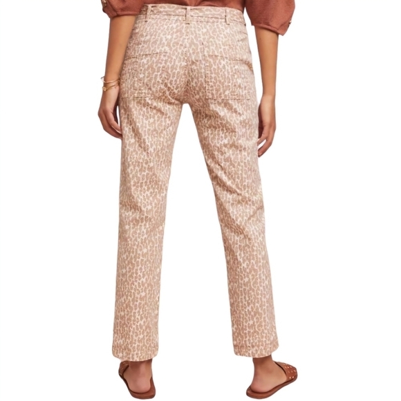 Anthropologie The Wanderer Womens Animal Print Denim Utility Pants Size 29 - Picture 1 of 11